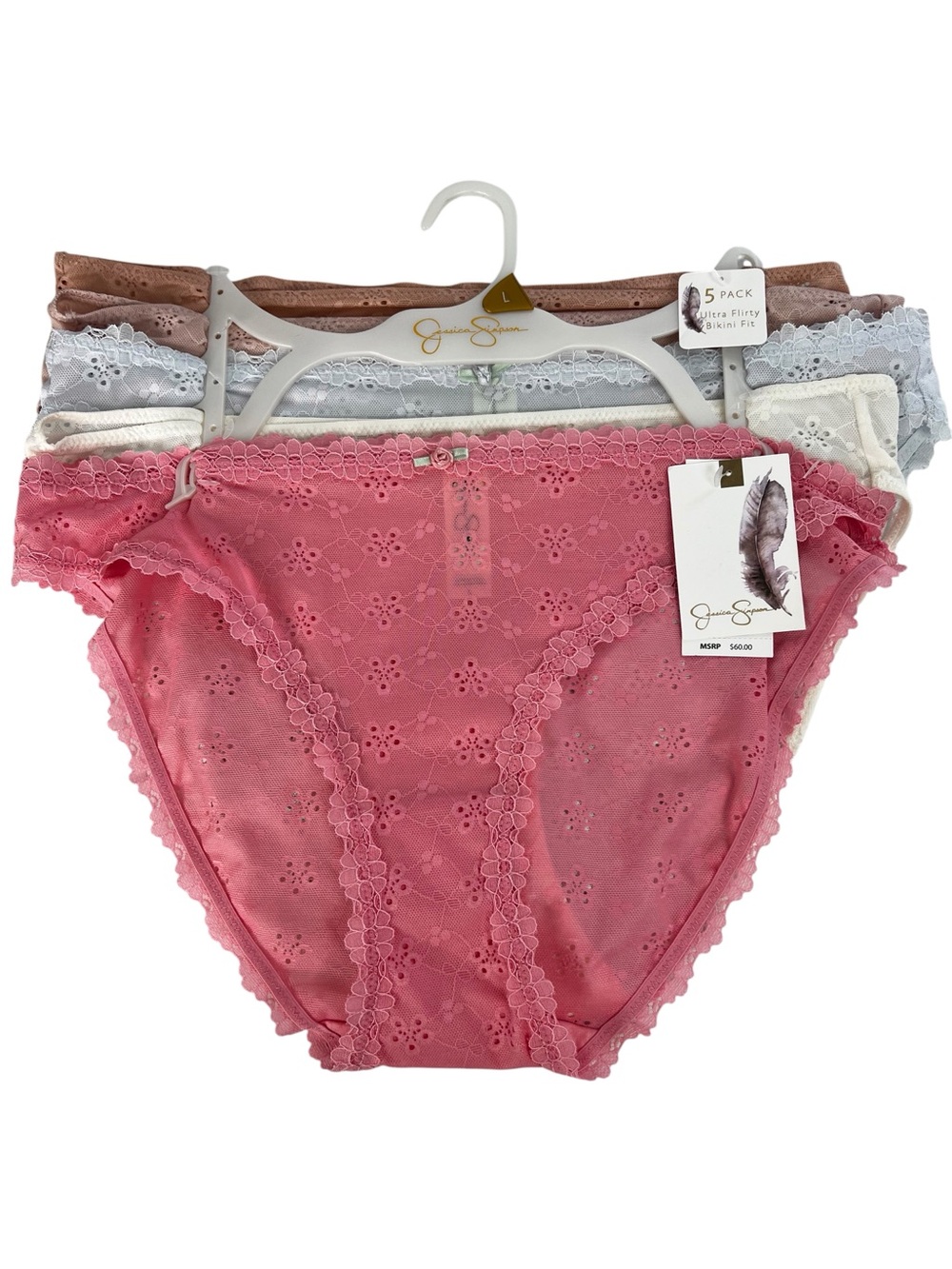 Jessica Simpson Women’s Panties Sz Large Flirty Bikini Fit Pkg/5 Multi Colors